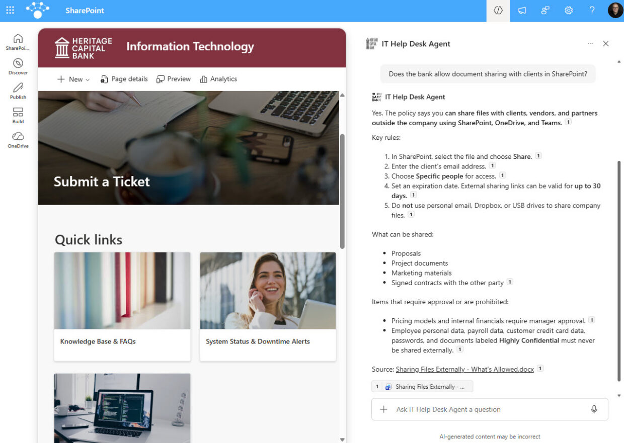 IT Help Desk Agent Chat Answer with Citations