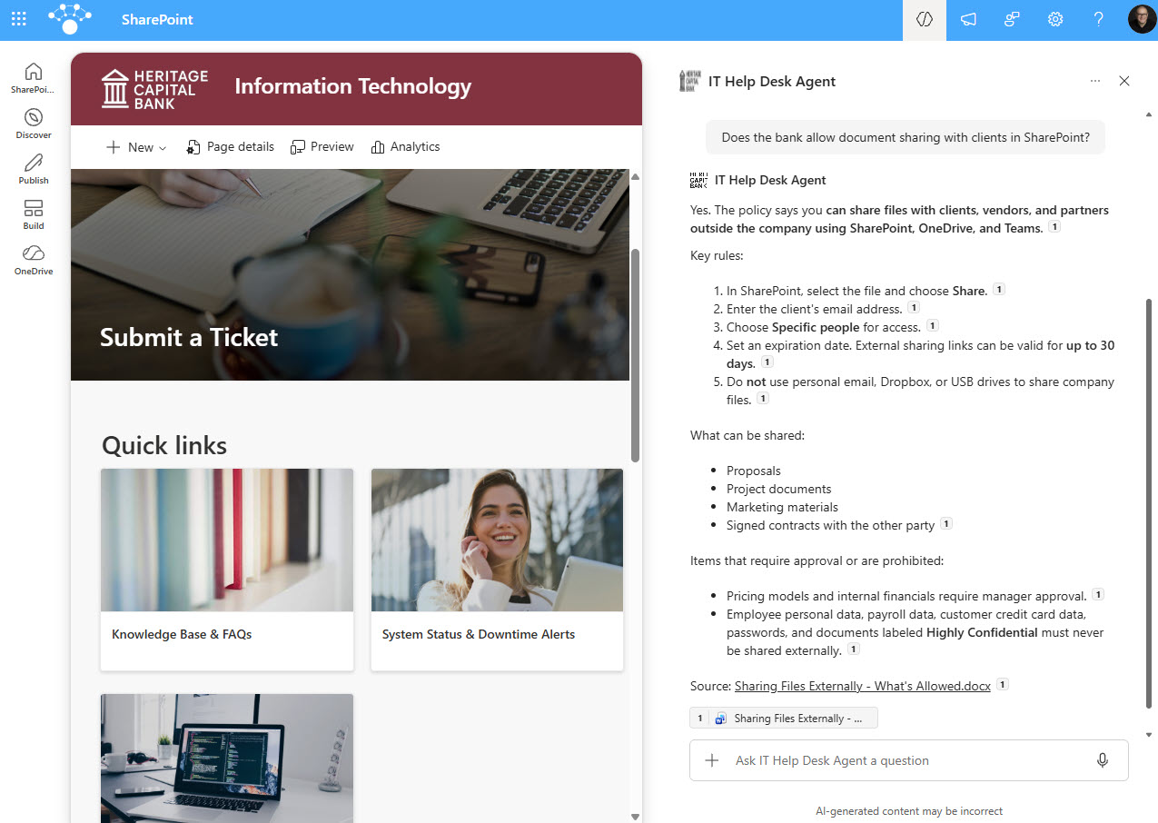 IT Help Desk Agent Chat Answer with Citations