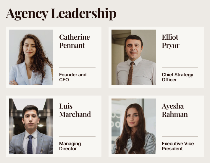 Public Relations Agency Intranet Agency Leadership Cards