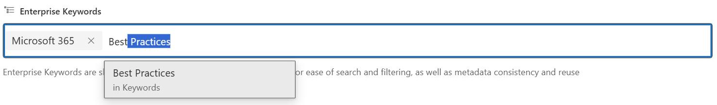 Tagging a SharePoint item with enterprise keywords in the form