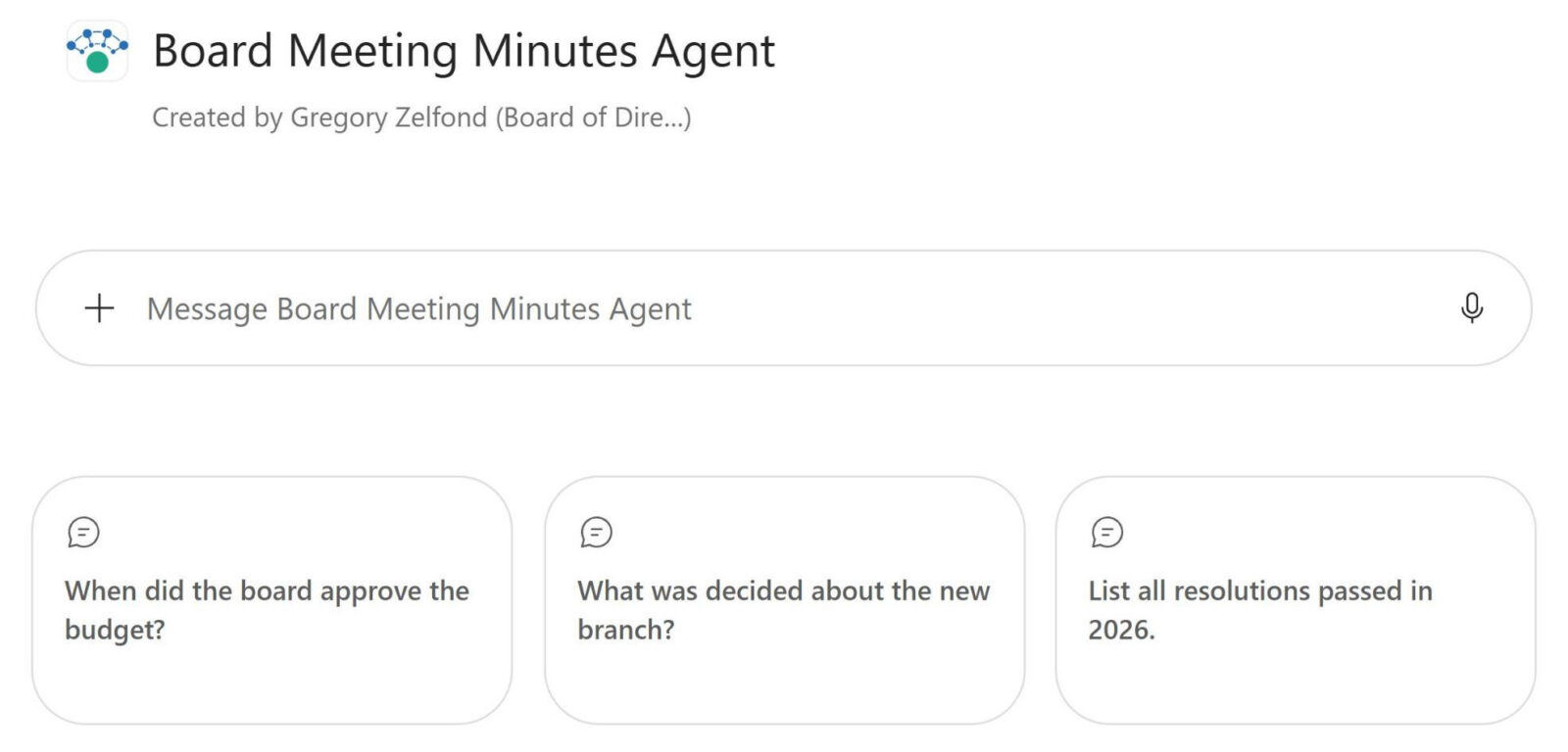 Board Meeting Minutes Agent Microsoft 365 Copilot Starter Prompts