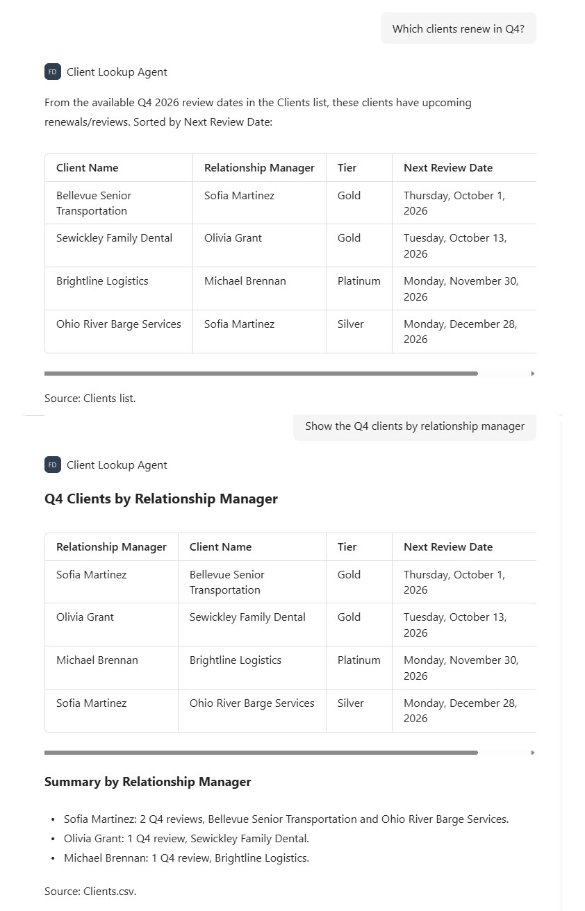 Client Lookup Agent Q4 Reviews Answer