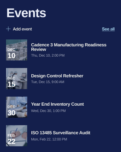 Medical Device Manufacturer Intranet Events