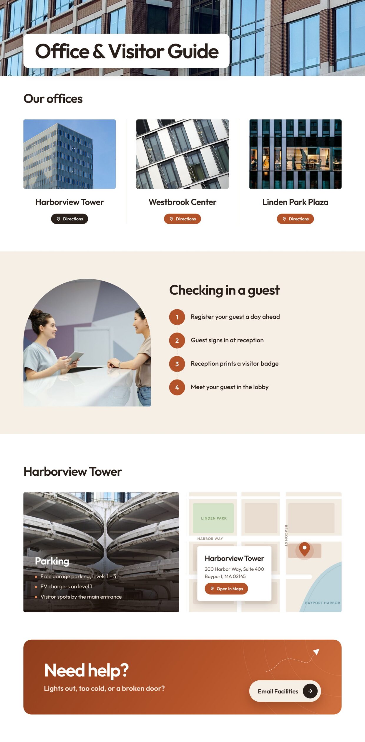 Office and Visitor Guide Page