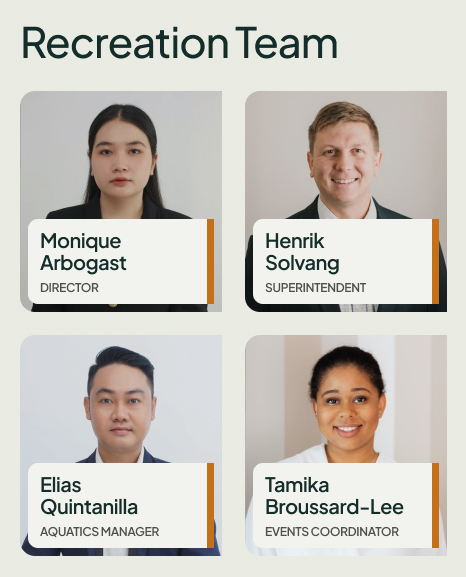 Parks and Recreation Department Intranet Recreation Team