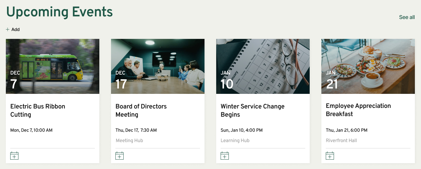 Public Transit Authority Intranet Upcoming Events