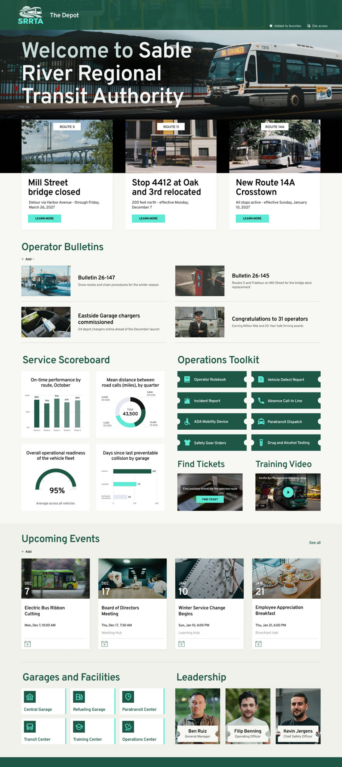 Public Transit Authority Intranet Homepage
