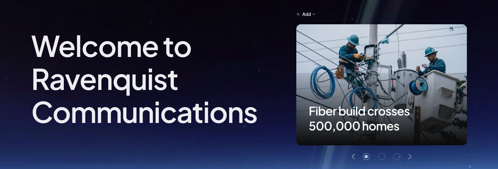 Telecom Provider Intranet Hero with Top News