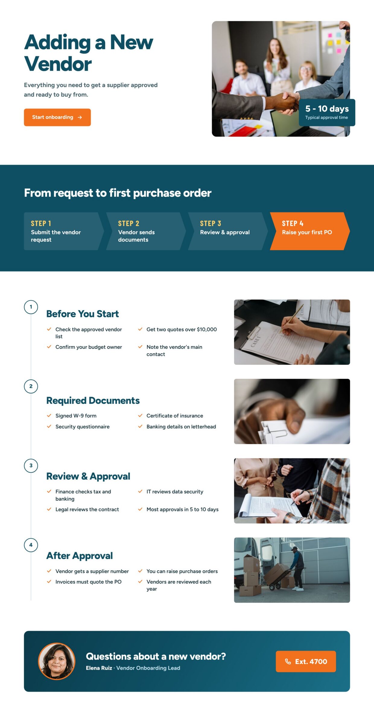 Vendor Onboarding Page